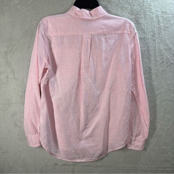 Chaps Linen Blend Button Front Blouse Pink Women’s Size S - Picture 6 of 7